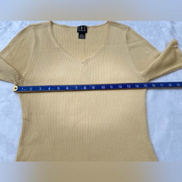 I•N•C International Concepts Yellow Ribbed Blouse - Picture 3 of 5
